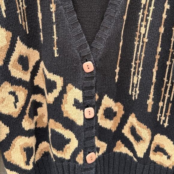 Vintage 90s Tanner Collection Black and Tan cardigan sweater Size Large - Picture 4 of 4